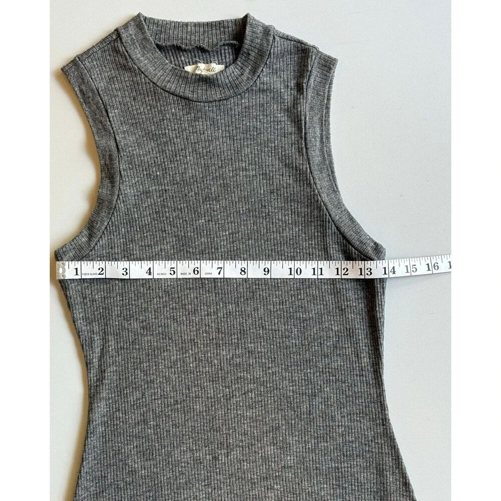 Madewell Ribbed Midi Dress Medium Heathered Gray Laine Wool Blend